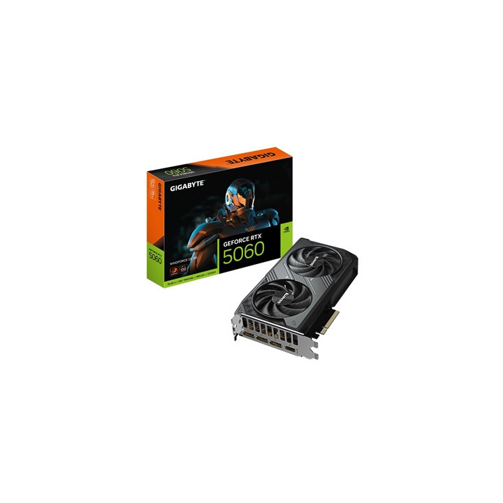 Gigabyte NVIDIA GeForce RTX 5060 WINDFORCE OC 8GB GDDR7 Graphics Card  3840 CUDA Cores  2512 MHz Core Clock  Dual Fan  3x Displa