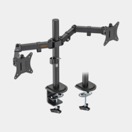 VonHaus Dual Monitor Stand for 13-32 Inch Screens  Twin Monitor Mount with Desk Clamp  Height Adjustable  Easy Assemble Stand wi