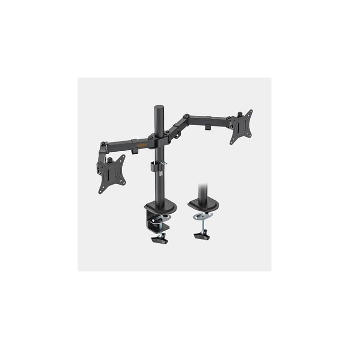 VonHaus Dual Monitor Stand for 13-32 Inch Screens  Twin Monitor Mount with Desk Clamp  Height Adjustable  Easy Assemble Stand wi