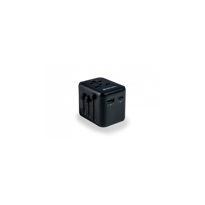 Verbatim UTA-02 Universal Travel Adapter with 1 x USB-C PD 20W / 1 x USB-A QC 3.0