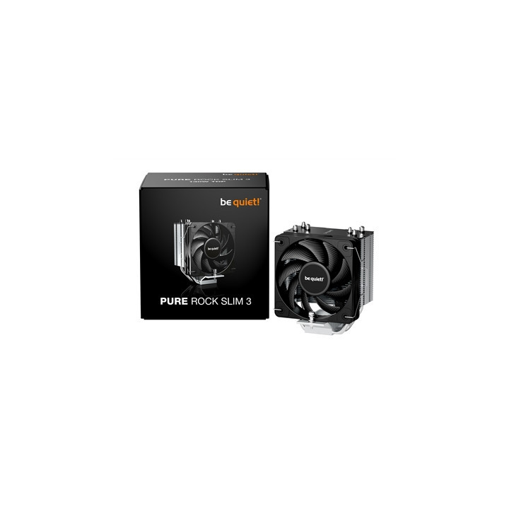 be quiet! Pure Rock Slim 3 Fan CPU Cooler  Universal Socket  High Quality 100mm PWM Black Cooling Fan  1700RPM  3 Heat Pipes  13