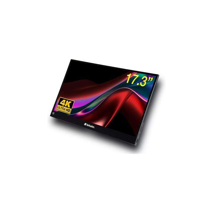 Verbatim Portable 17.3 Inch Touchscreen Monitor 4K UHD ALU  HDMI  2x USB-C  3840 x 2160 Resolution  60Hz  Built-in Kickstand  Ti