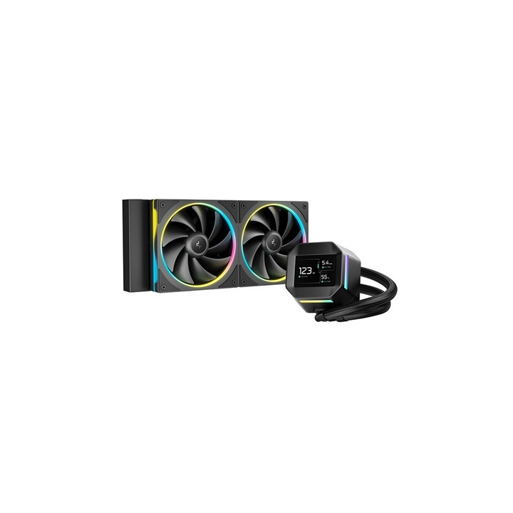 DeepCool LM240 Liquid CPU Cooler with 2.4“ IPS Display  240mm AIO  Dual 120mm ARGB Fans  Anti-Leak Technology  PWM Pump  Intel L