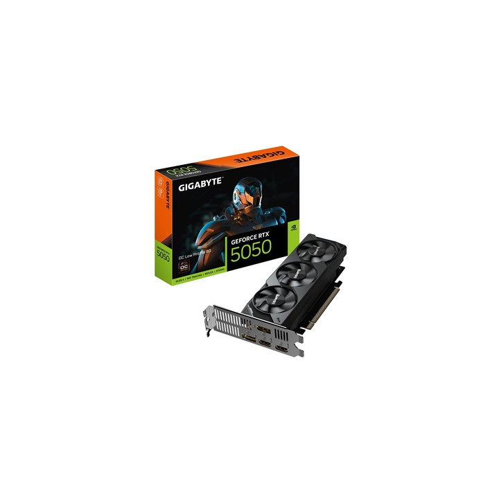 Gigabyte NVIDIA GeForce RTX 5050 OC Low Profile 8GB GDDR6 Graphics Card  2560 CUDA Cores  2587 MHz Core Clock  Triple Fan  2x Di