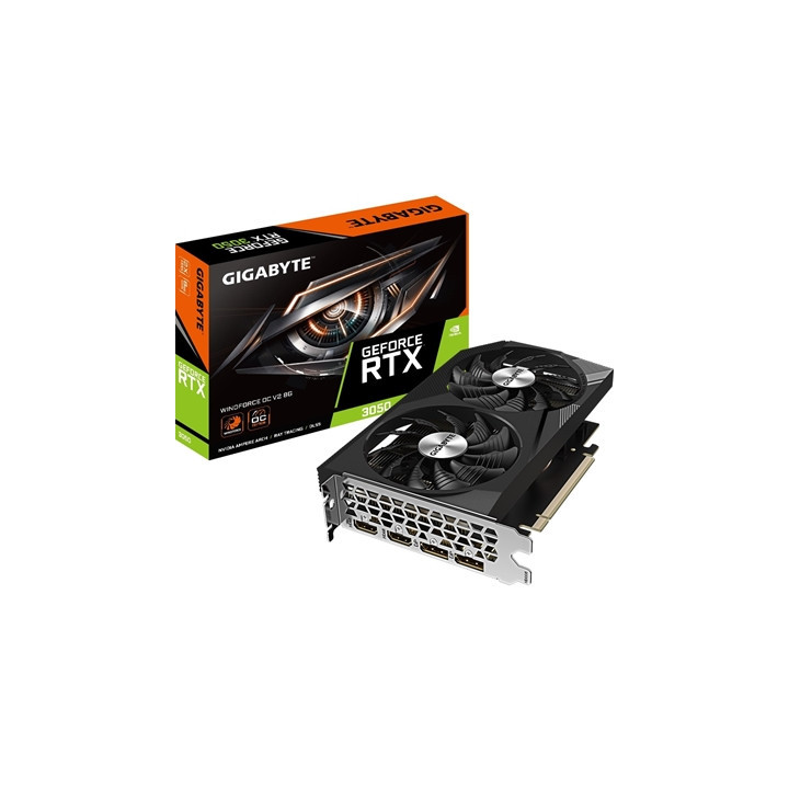 Gigabyte NVIDIA GeForce RTX 3050 WINDFORCE OC V2 8GB GDDR6 Graphics Card  2560 CUDA Cores  1792 MHz Core Clock  Dual Fan  2x Dis