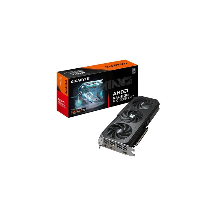 Gigabyte AMD Radeon RX 9060 XT GAMING OC 8GB GDDR6 Graphics Card  2048 Streams  3320 MHz Boost Clock  Triple Fan  RGB  2x Displa