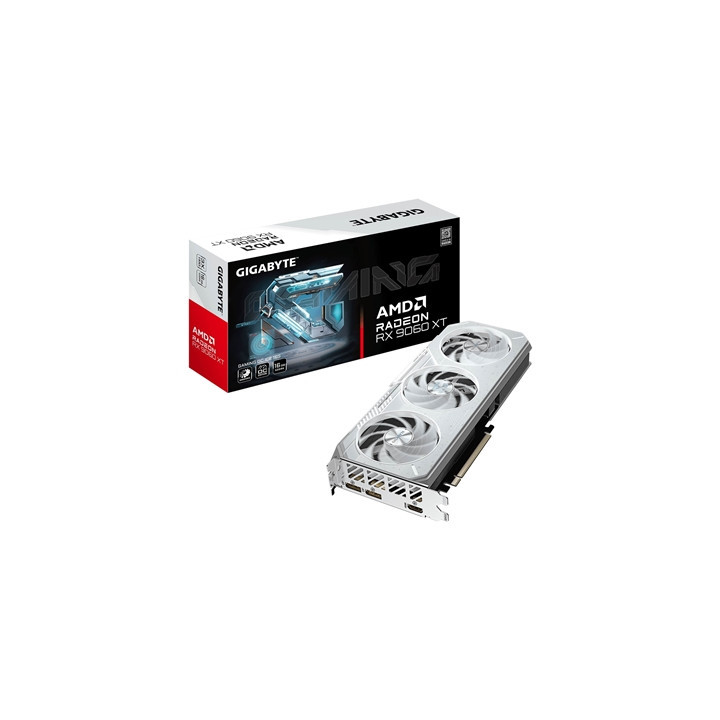 Gigabyte AMD Radeon RX 9060 XT GAMING ICE OC 16GB GDDR6 Graphics Card  2048 Streams  3320 MHz Boost Clock  Triple Fan  RGB  2x D