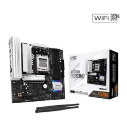 ASRock A620AM Pro RS WiFi AMD AM5 Socket Motherboard  Micro-ATX  4x DDR5 Slots  3x M.2 Sockets  2.5GbE LAN  Wi-Fi 6E  1x HDMI Po