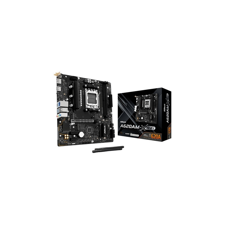 ASRock A620AM-X WIFI AMD AM5 Socket Motherboard  Micro-ATX  2x DDR5 Slots  2x M.2 Sockets  2.5GbE LAN  Wi-Fi 5  1x HDMI Port / 1