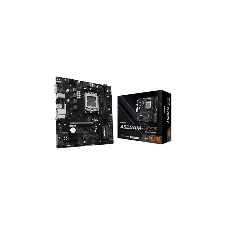 ASRock A620AM-HVS AMD AM5 Socket Motherboard  Micro-ATX  2x DDR5 Slots  2x M.2 Sockets  GbE LAN  1x D-Sub / 1x HDMI Port