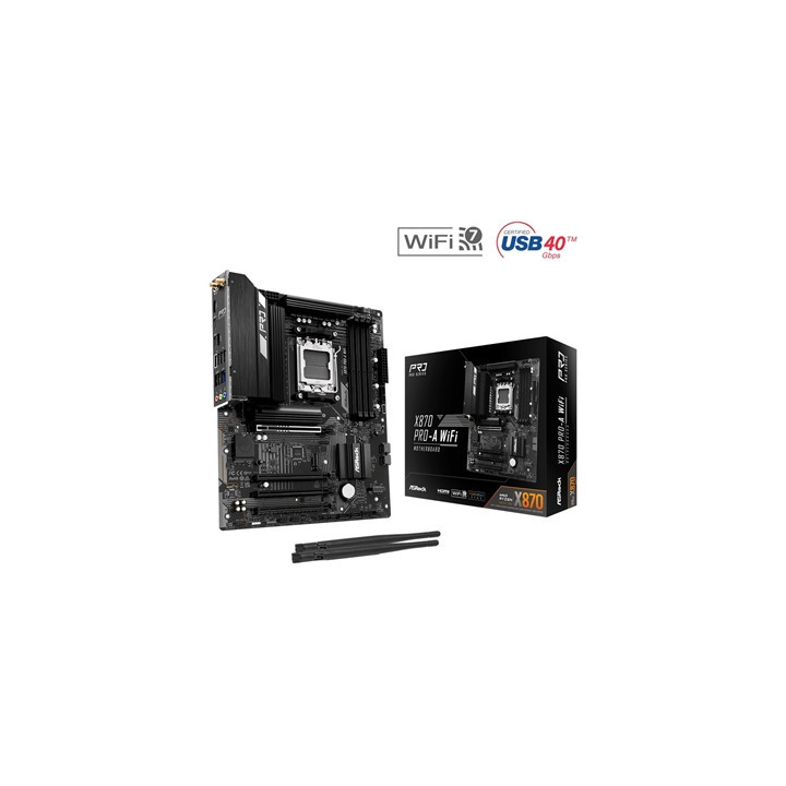 ASRock X870 Pro-A WiFi AMD AM5 Socket Motherboard  ATX  4x DDR5 Slots  3x M.2 Sockets  2.5GbE LAN  Wi-Fi 7  1x HDMI Port / 2x US