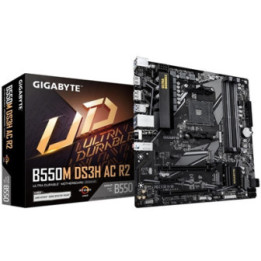 Gigabyte B550M DS3H AC R2 Ultra Durable AMD AM4 Socket Motherboard  Micro-ATX  4x DDR4 Slots  2x M.2 Sockets  GbE LAN  Wi-Fi 5  