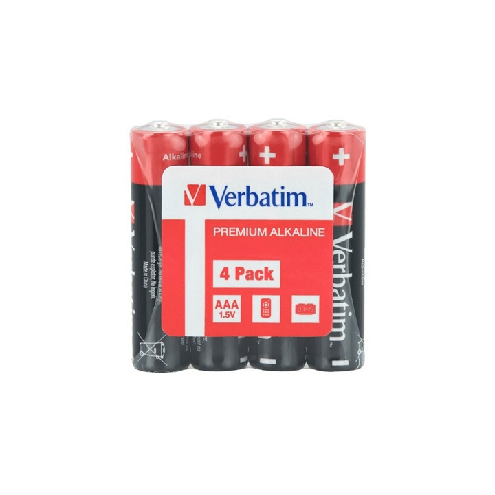 Verbatim AAA Battery Alkaline 4 Pack Shrink Wrap