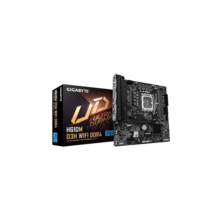Gigabyte H610M D3H WIFI DDR4 Intel 1700 Socket Motherboard  Micro-ATX  2x DDR4 Slots  2x M.2 Sockets  GbE LAN  Wi-Fi 5  1x HDMI 