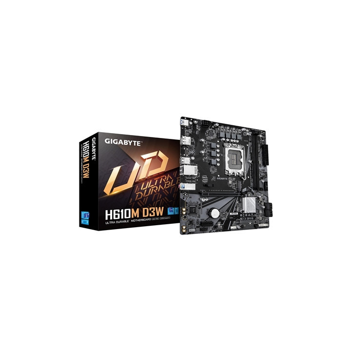 Gigabyte H610M D3W (Rev. 1.1) Intel 1700 Socket Motherboard  Micro-ATX  2x DDR5 Slots  1x M.2 Socket  GbE LAN  1x DisplayPort / 