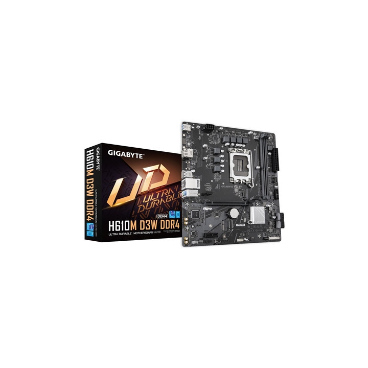 Gigabyte H610M D3W DDR4 Intel 1700 Socket Motherboard  Micro-ATX  2x DDR4 Slots  1x M.2 Socket  GbE LAN  1x DisplayPort / 1x HDM