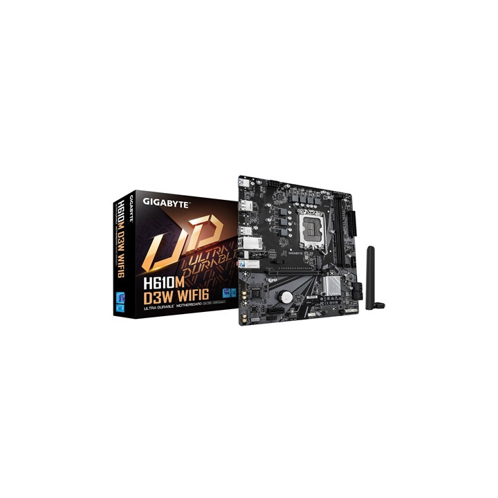Gigabyte H610M D3W WIFI6 (Rev. 1.1) Intel 1700 Socket Motherboard  Micro-ATX  2x DDR5 Slots  1x M.2 Socket  GbE LAN  Wi-Fi 6  1x