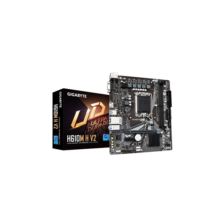 Gigabyte H610M H V2 (Rev. 1.0) Intel 1700 Socket Motherboard  Micro-ATX  2x DDR5 Slots  1x M.2 Socket  GbE LAN  1x D-Sub / 1x HD