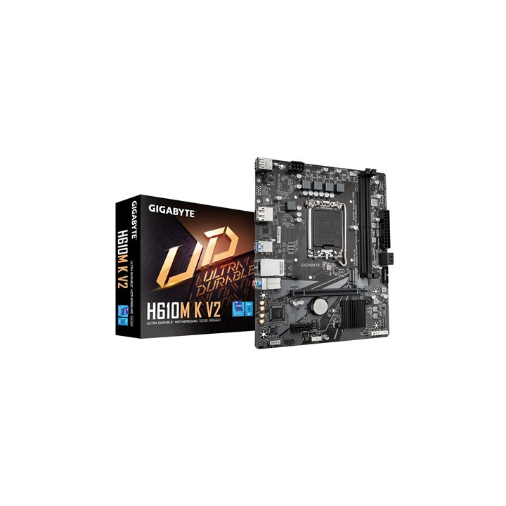 Gigabyte H610M K V2 DDR5 Anti-Sulfur Resistor Intel 1700 Socket Motherboard  Micro-ATX  2x DDR5 Slots  1x M.2 Socket  GbE LAN  1