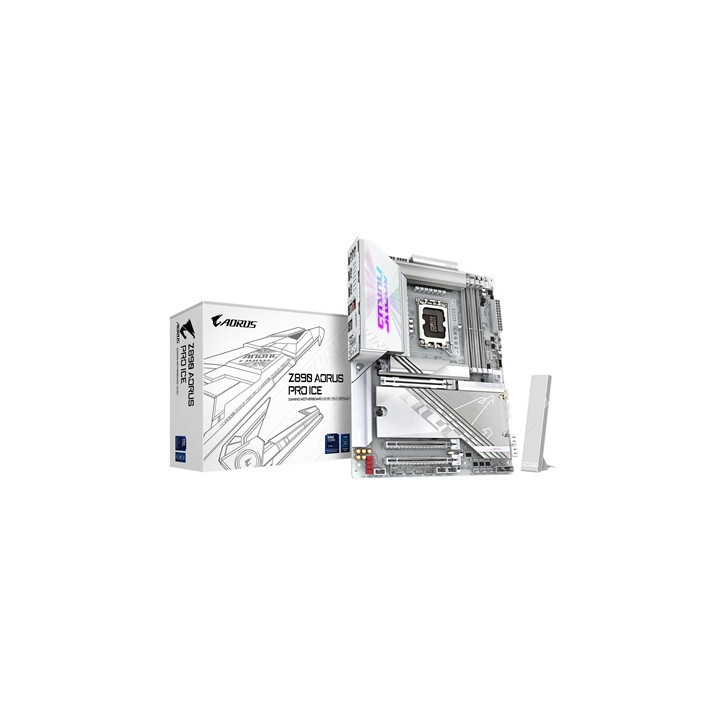 Gigabyte Z890 AORUS PRO ICE Intel 1851 Socket Motherboard  ATX  4x DDR5 Slots  5x M.2 Sockets  Fitted I/O Shield  5GbE LAN  Wi-F