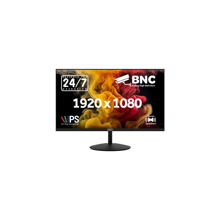 piXL 24-inch Full HD Energy Saving CCTV IPS Monitor for 24/7 use with BNC  HDMI & VGA Connections and CVBS  AHD  TVI & CVI Signa