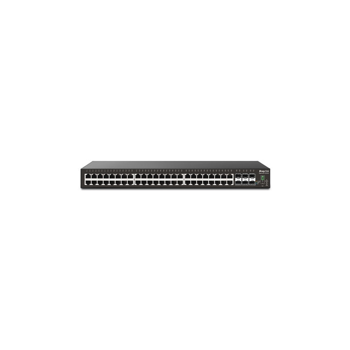 Draytek VSP2542X-K 54 Port switch with 48 PoE+ RJ-45 LAN ports  6 10Gbpe SFP+  400W PoE budget  and L2+ management  2 Year Warra