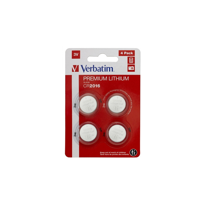 Verbatim CR2016 Battery Lithium 3V 4 Pack
