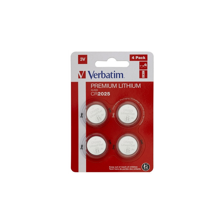 Verbatim CR2025 Battery Lithium 3V 4 Pack