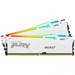 Kingston FURY Beast KF560C36BWEAK2-64 64GB (2x 32GB) U-DIMM System Memory  6000MHz  DDR5  CL36  White  RGB  Intel XMP  AMD EXPO
