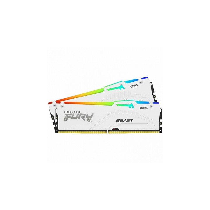 Kingston FURY Beast KF560C36BWEAK2-64 64GB (2x 32GB) U-DIMM System Memory  6000MHz  DDR5  CL36  White  RGB  Intel XMP  AMD EXPO