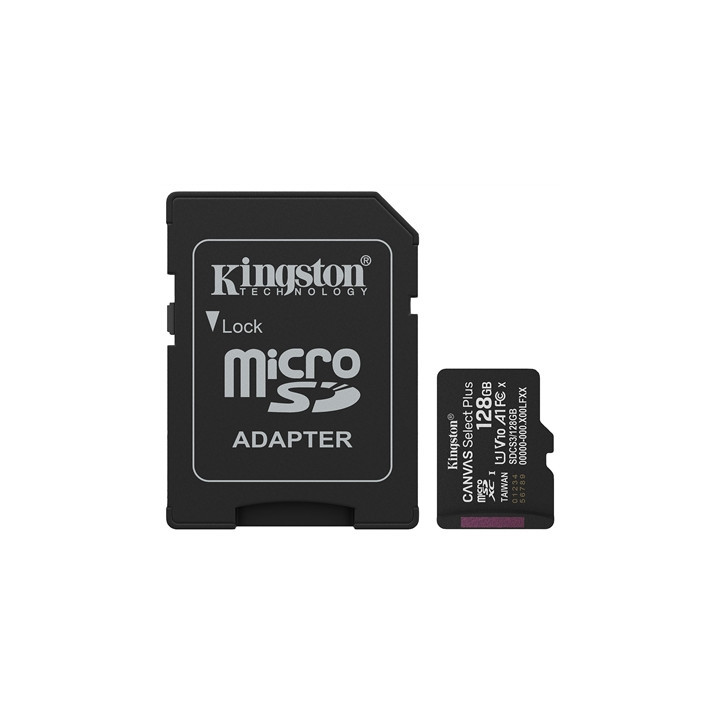 Kingston Canvas Select 128GB Micro SD UHS-I Flash Card with Adapter