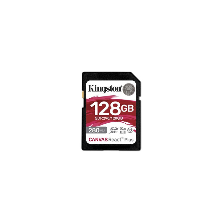Kingston Canvas React Plus V60 128GB Memory Card  4K  UHS-II  280MB/s R  150MB/s W