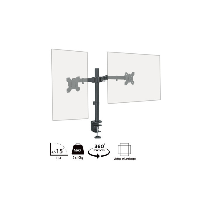 piXL Desk-Mounted Fully-Adjustable Dual Monitor Arm for Screens Up To 27 inch with VESA Mount & Built-In Cable Management