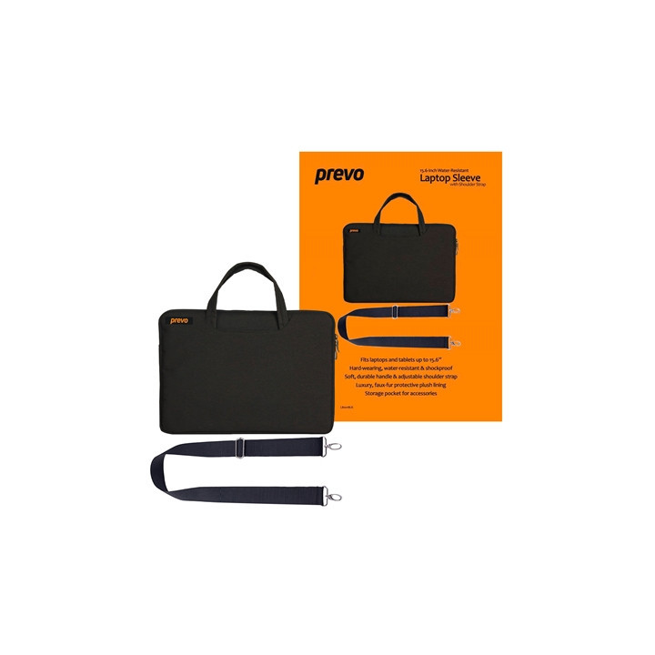 Prevo 15.6 Inch Laptop Bag  Cushioned Lining  With Shoulder Strap  Black
