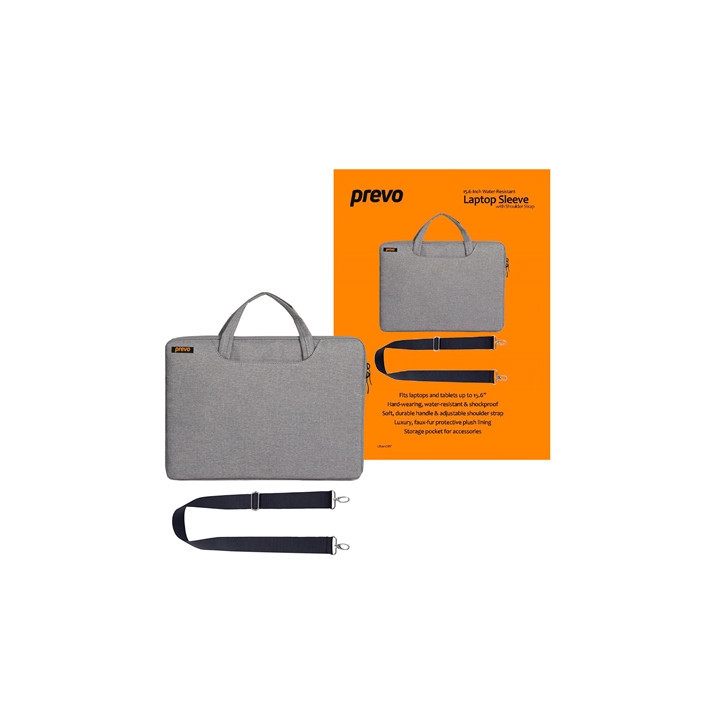 Prevo 15.6 Inch Laptop Bag  Cushioned Lining  With Shoulder Strap  Light Grey