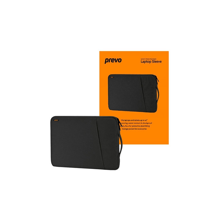 Prevo 14 Inch Laptop Sleeve  Side Pocket  Cushioned Lining  Black