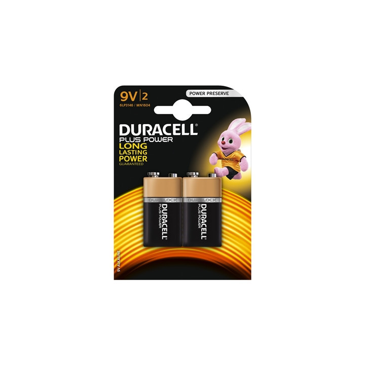 Duracell Plus Power Alkaline Pack of 2 9V Battery