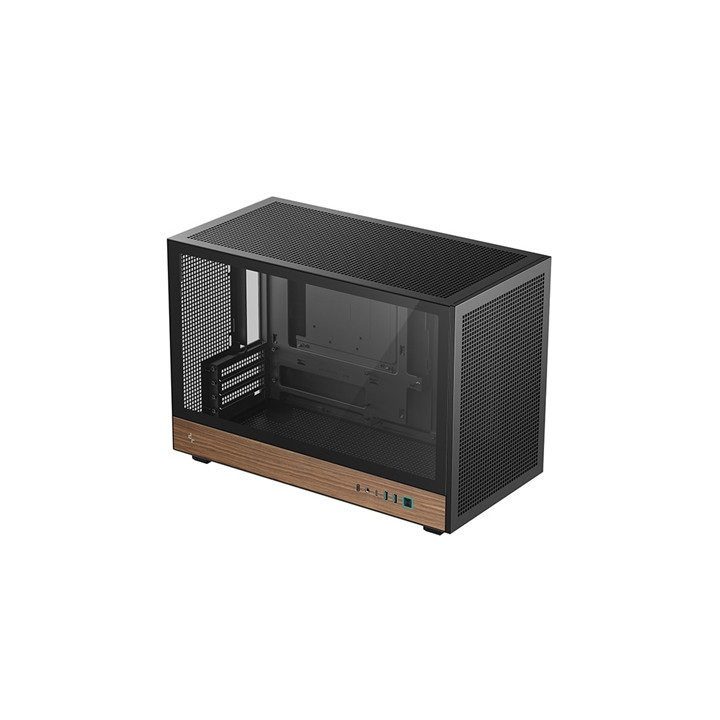 DeepCool CH260 Micro-ATX Mini Tower PC Gaming Case  Wood  Tempered Glass Side Panel USB Type-C High Airflow Supports ATX PSU & R
