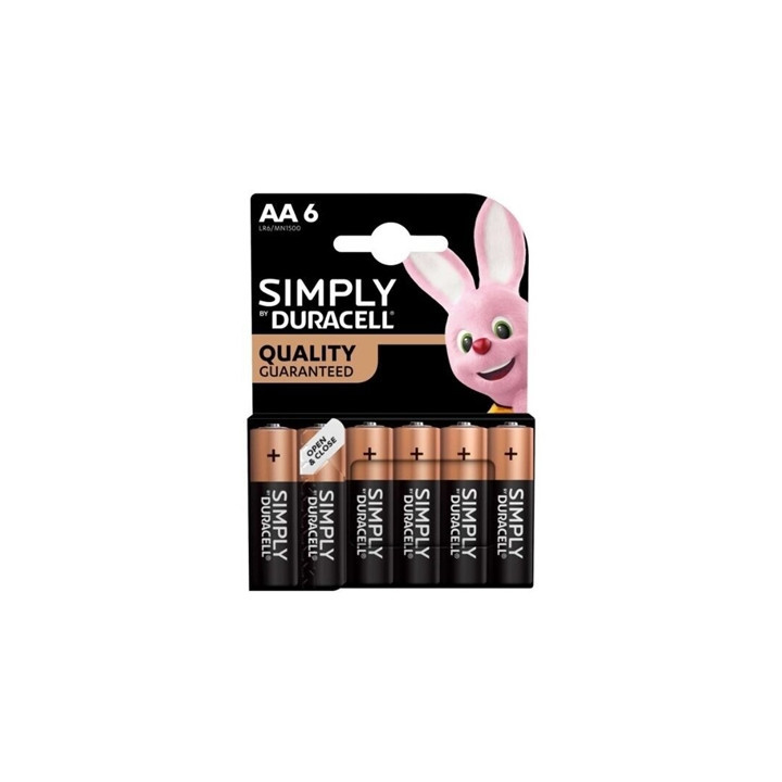 Duracell Simply Alkaline Pack of 6 AA Batteries