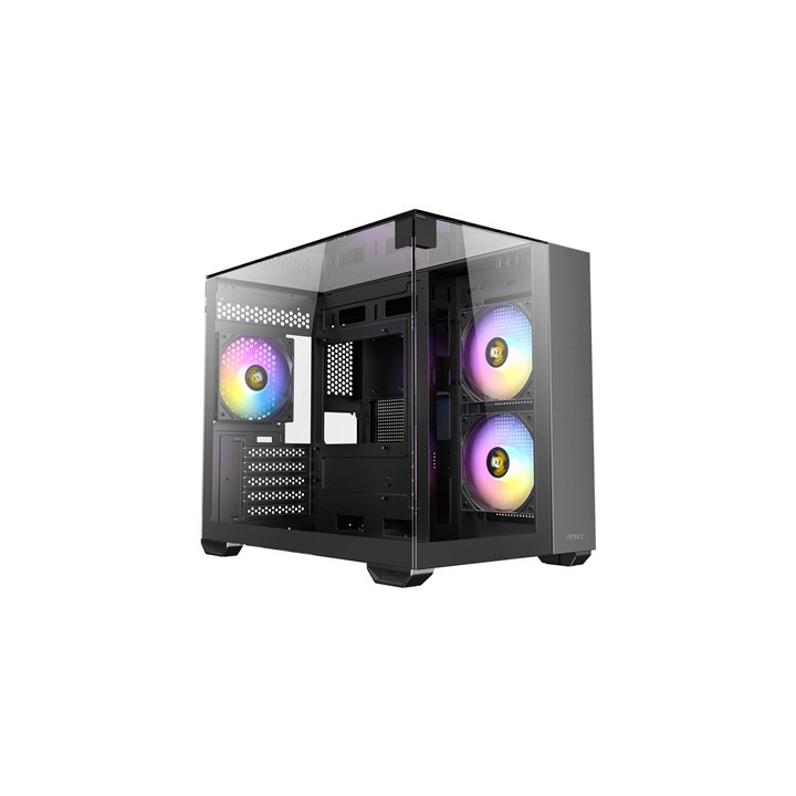 Antec CX600M Trio Mini Tower Gaming Case  Tempered Glass Front  Top & Side Panels  Dual Chamber Design  3 x Pre-Installed ARGB F
