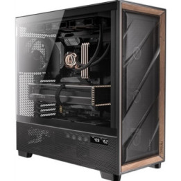 Antec FLUX PRO Black/Walnut Wood Full Tower Gaming PC Case  4mm Tempered Glass Side Panel  Multi-Directional Airflow  6 Pre-Inst