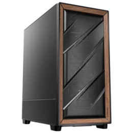 Antec FLUX SE Mid Tower Gaming Case  1 x USB Type-C / 2 x USB 3.0  Metal Mesh with Walnu tWood Accents  3 x Pre-Installed High-p