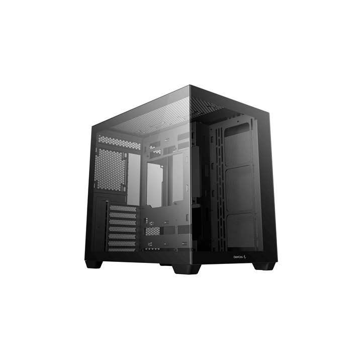 DeepCool CG530 Dual-Chamber Mid Tower Case  Tempered Glass Panels  Advanced Cooling Support  Exceptional Cable Management  Black