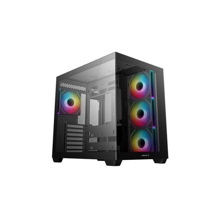 DeepCool CG530 4F Mid-Tower Case with Tempered Glass Panels  4 Pre-Installed ARGB Fans  and Optimal Airflow Support  Black