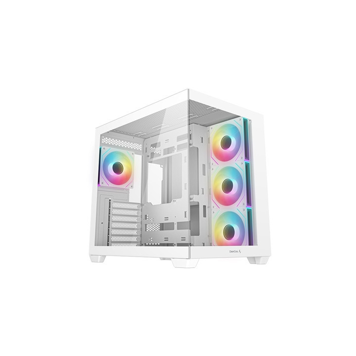 DeepCool CG530 4F Mid-Tower Case with Tempered Glass Panels  4 Pre-Installed ARGB Fans  and Optimal Airflow Support  White
