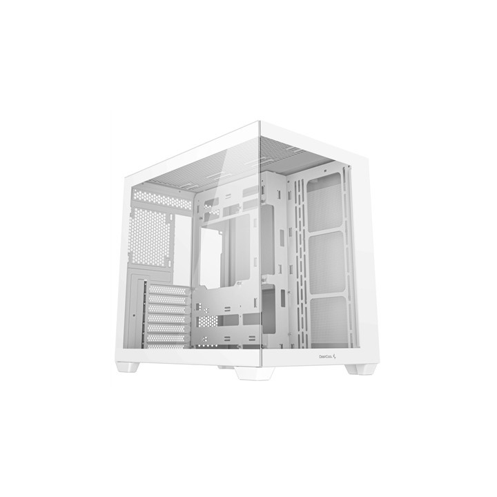 DeepCool CG530 Dual-Chamber Computer Case  Tempered Glass Panels  Advanced Cooling Support  Exceptional Cable Management  White