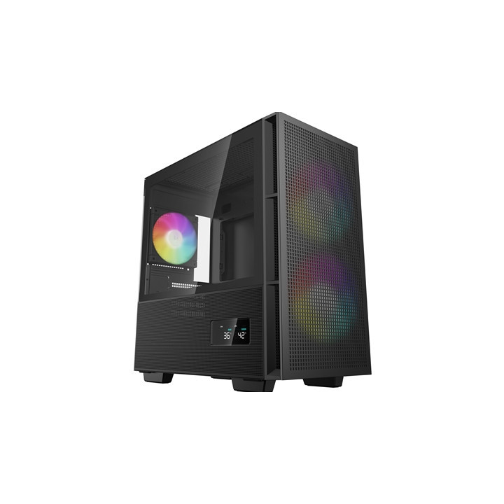 DeepCool CH360 Digital Gaming Case Black Mid Tower with Tempered Glass Side Window Panel  Advanced Cooling  USB 3.0/USB-C Ports 