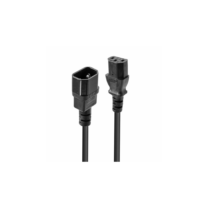 Lindy 30331 2m IEC C14 (Kettle) To IEC C13 (Kettle) Mains Extension Cable - Black  Perfect for use in Offices  Control Rooms  Di