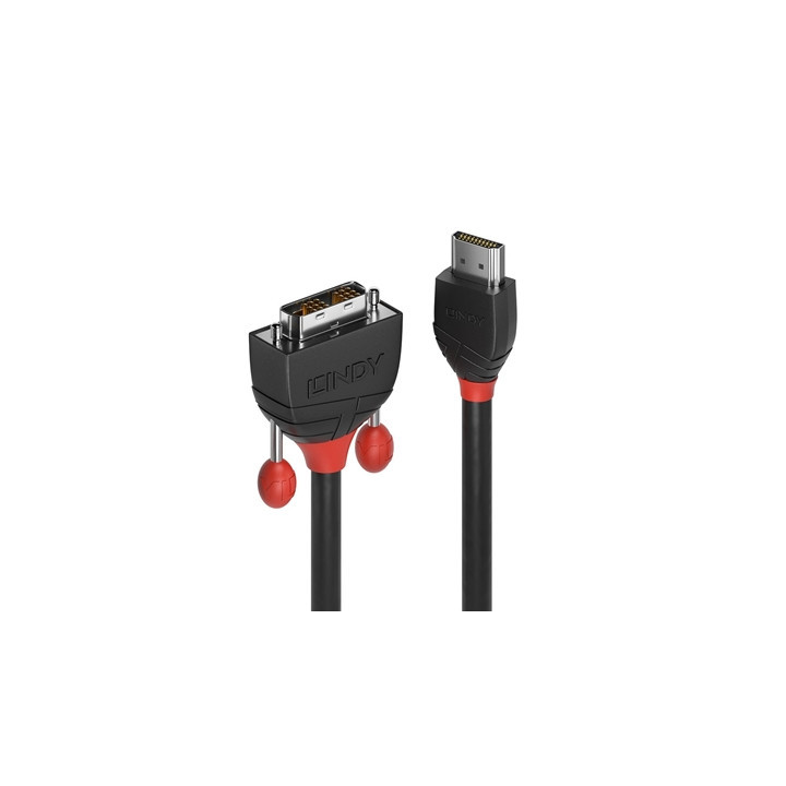 Lindy 36272 2m HDMI (M) To DVI-D (M) Black Line 1920x1200@60Hz Max Resolution  - Black