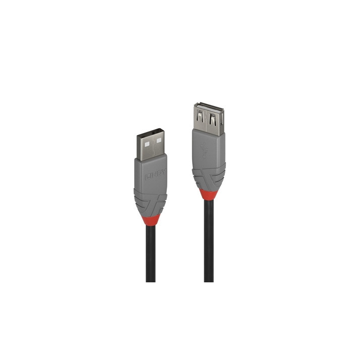 Lindy 36701 0.5m USB-A (M) 2.0 To USB-A (F) 2.0 Anthra Line 480Mbps Extension Cable - Black